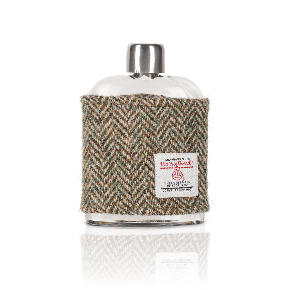 Glass Hipflask Wrapped in Harris Tweed®