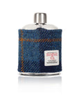 Glass Hipflask Wrapped in Navy Blue Harris Tweed®