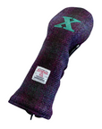 Golf Club Rescue Headcover in purple check pattern Harris Tweed®