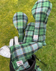 Headcovers & Putter Cover Set in Green Check Harris Tweed®