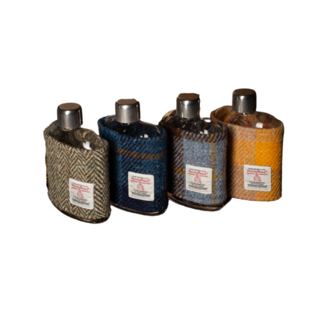 Glass Hipflask Wrapped in a choice of Harris Tweed®