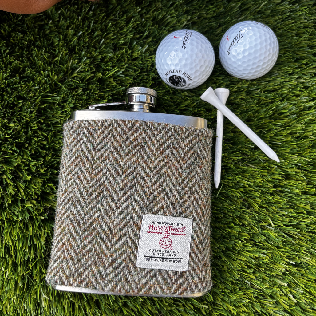Stainless Steel Hipflask Wrapped in Harris Tweed®