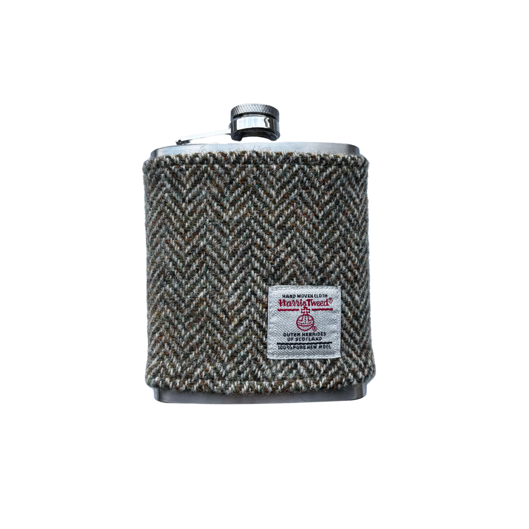 Stainless Steel Hipflask Wrapped in Harris Tweed®