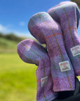 Full Set of Golf Club Headcovers in Purple Harris Tweed®