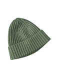 Khaki Merino Wool Beanie hat on white background