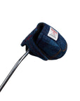 Mallet Golf Putter Cover with Magnet Closure in Navy Blue Harris Tweed®