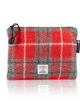 Valuables Pouch with Zip in Red Tartan Harris Tweed®