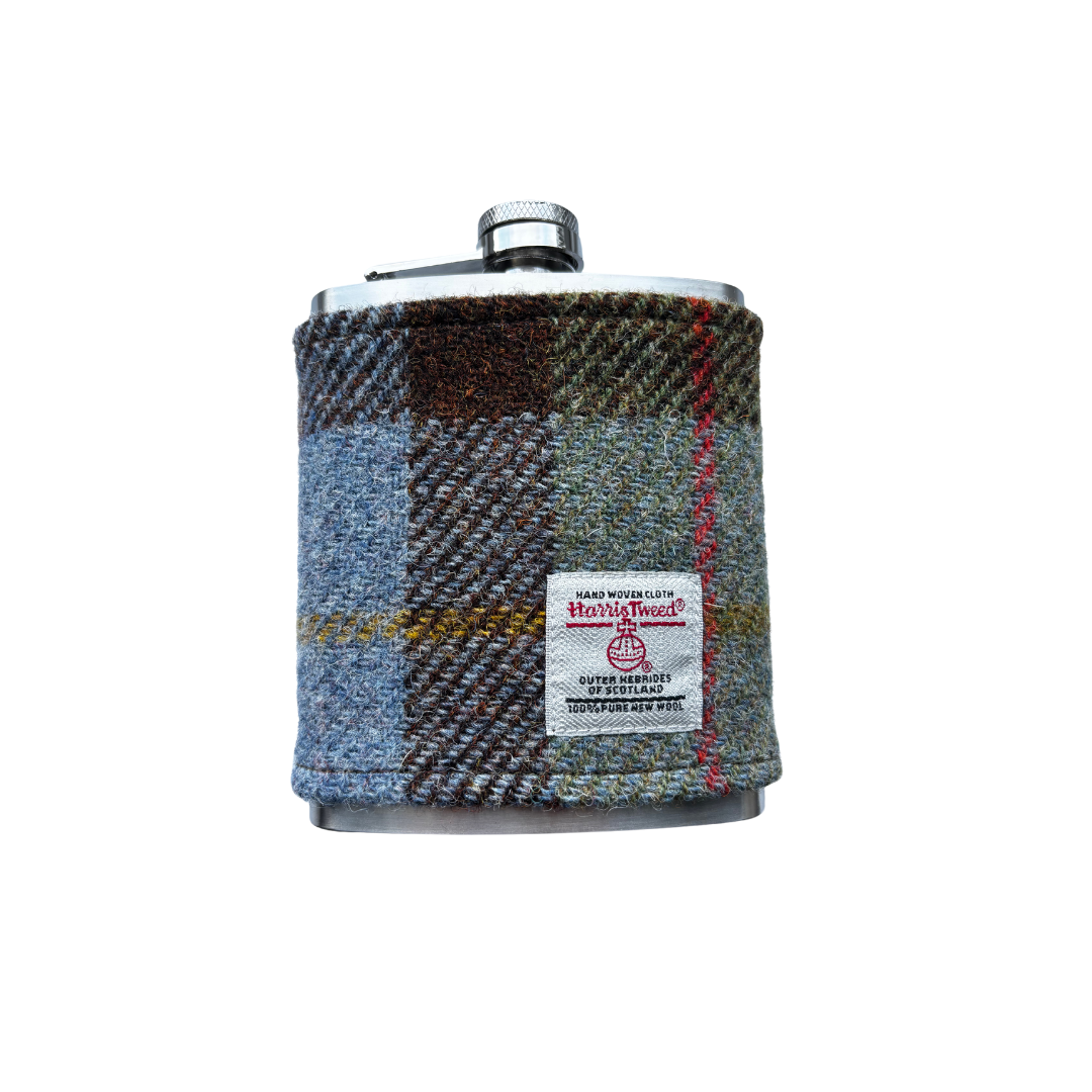 Stainless Steel Hipflask Wrapped in Harris Tweed®