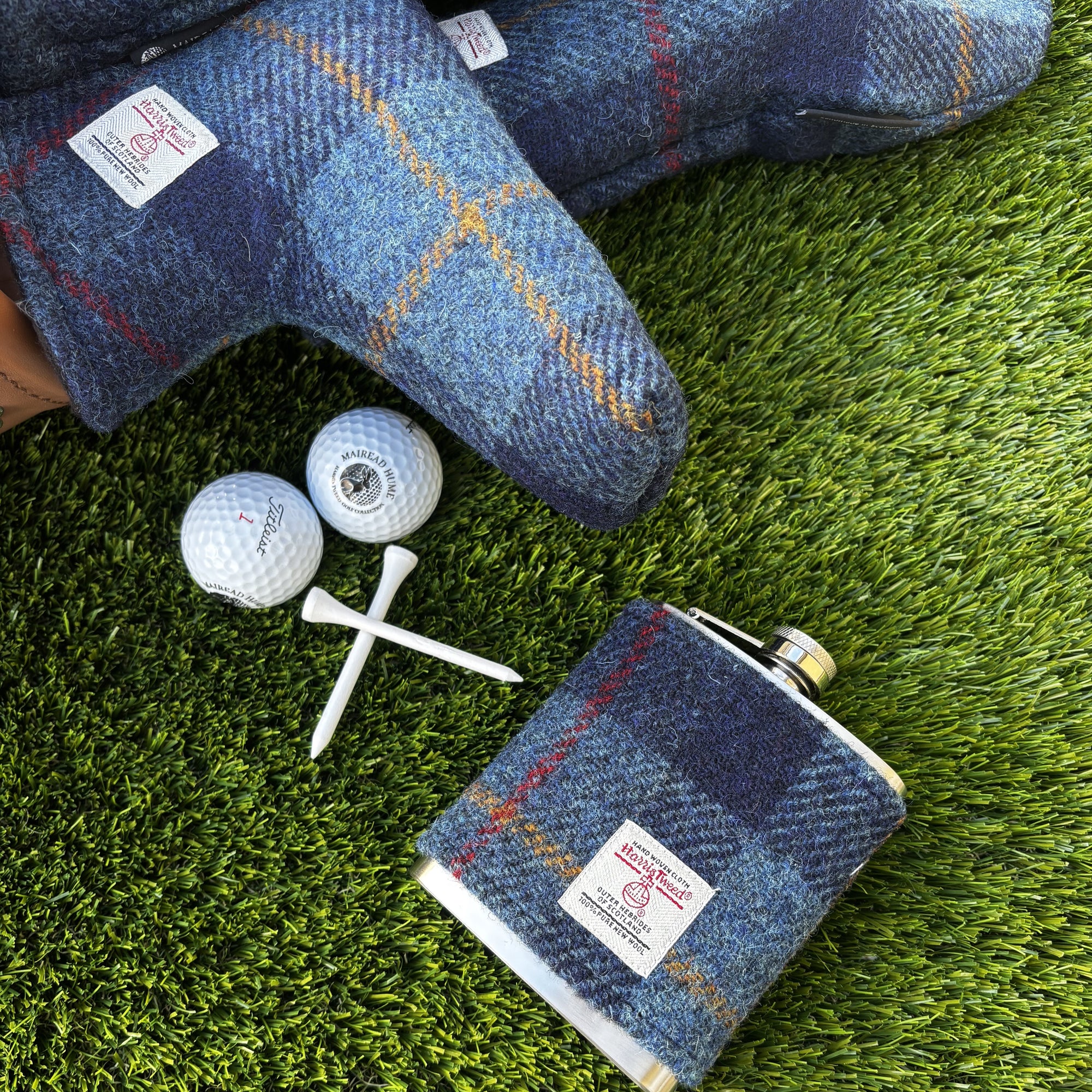 Stainless Steel Hipflask Wrapped in Harris Tweed®