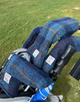 Headcovers & Putter Cover Set in Navy Blue Tartan Harris Tweed®