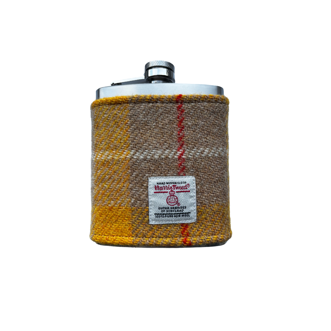 Stainless Steel Hipflask Wrapped in Harris Tweed®