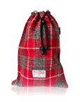 Golf Shoe Bag in Red Check Tartan Harris Tweed