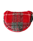 Mallet Golf Putter Cover with Magnet Closure in Red Check Harris Tweed®