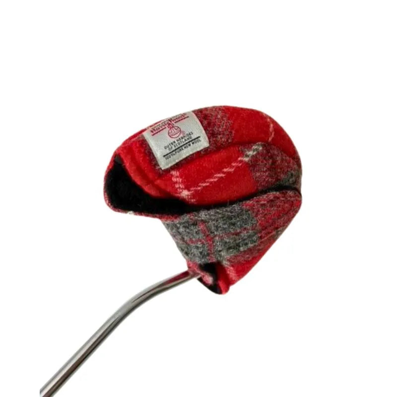 Mallet Golf Putter Cover with Magnet Closure in Red Tartan Harris Tweed®