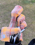 Headcovers & Putter Cover Set in Yellow Check Harris Tweed®