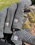 Headcovers & Putter Cover Set in Black & White Houndstooth Harris Tweed®