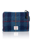 Valuables Pouch with Zip in Navy Blue Tartan Harris Tweed®