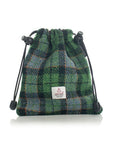 Golf Tee Bag in Green Check Harris Tweed®