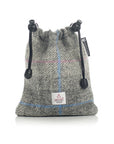 Golf Tee Bag in Grey & Pink Check Harris Tweed®