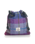 Golf Tee Bag in Purple Check Harris Tweed®