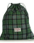 Golf Shoe Bag in Green Check Harris Tweed®