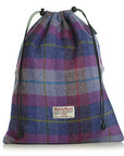 Golf Shoe Bag in Purple Check Harris Tweed®