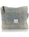 Valuables Pouch with Zip in Grey Tartan Harris Tweed®