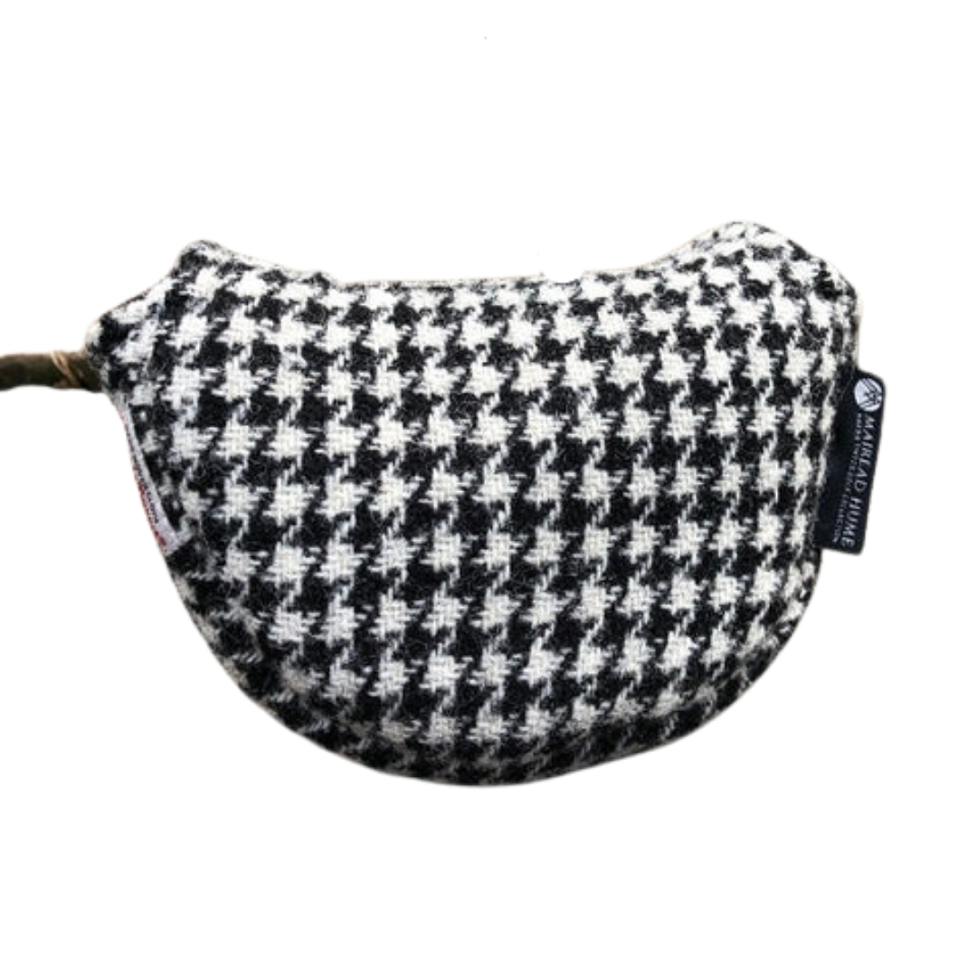 Mallet Golf Putter Cover with Magnet Closure in Black & White Houndstooth Harris Tweed®