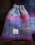 Golf Tee Bag in Purple Check Harris Tweed®