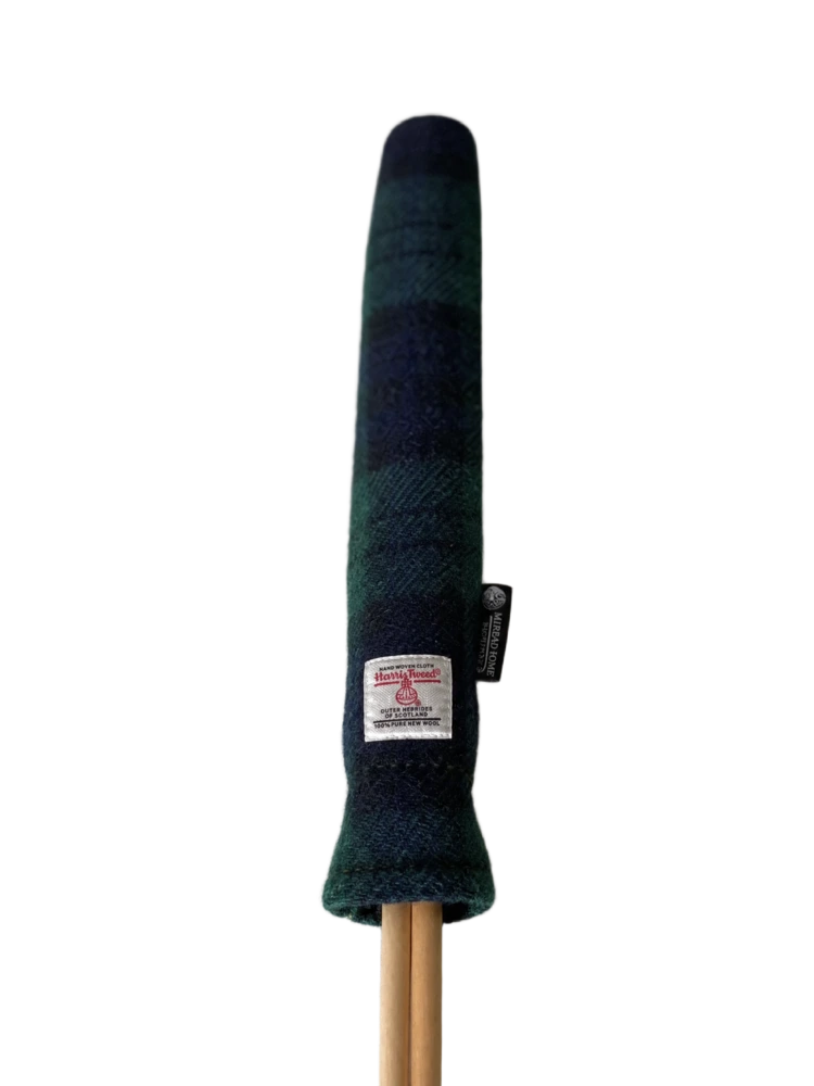 Mairead Hume® Black Watch Tartan Harris Tweed® Golf Alignment Stick Cover — upright view on plain background