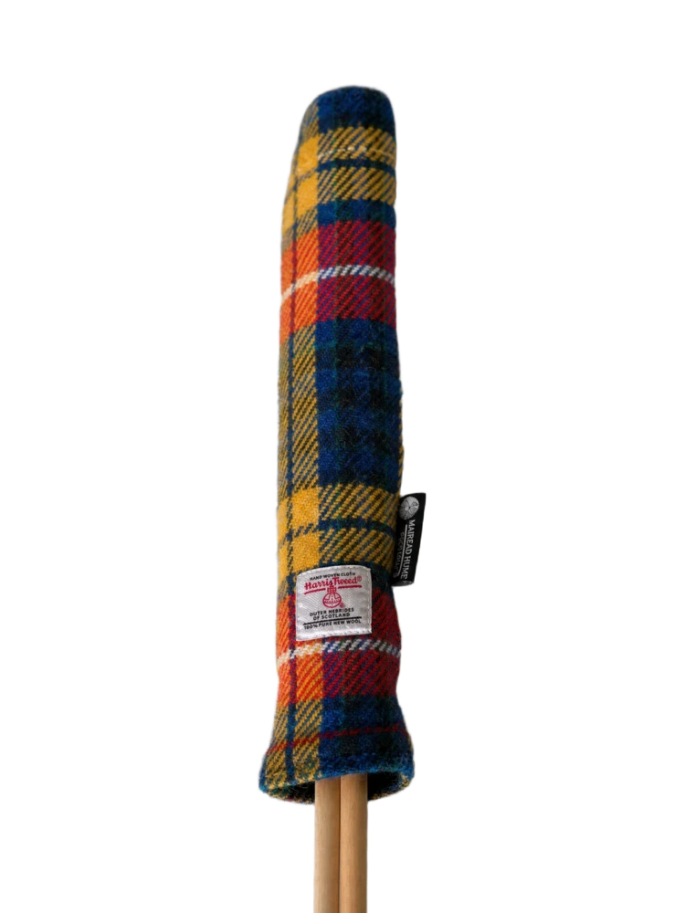 Mairead Hume® Buchanan Tartan Harris Tweed® Golf Alignment Stick Cover — upright product shot on plain background