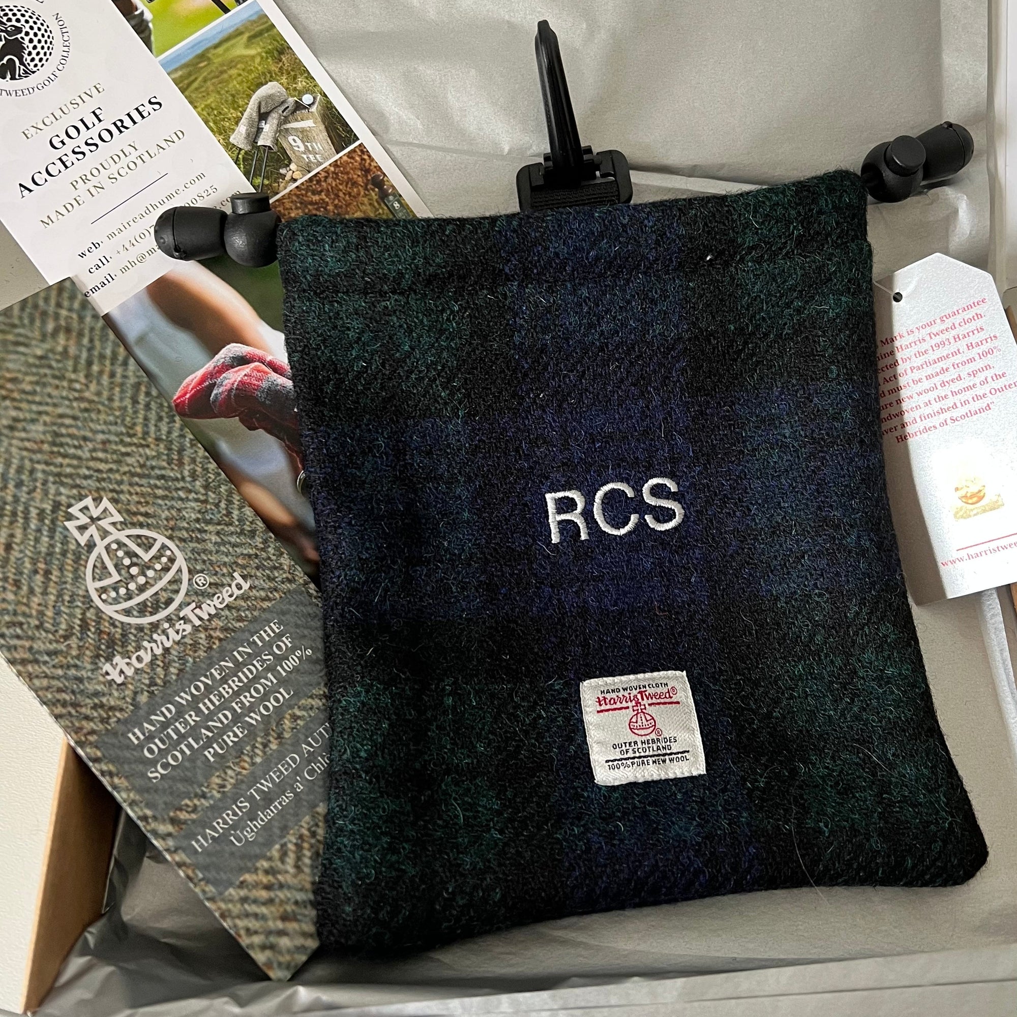 Harris Tweed Tee Bag with Initials embroidered