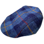 Flat Cap in Navy Blue Check Harris Tweed®