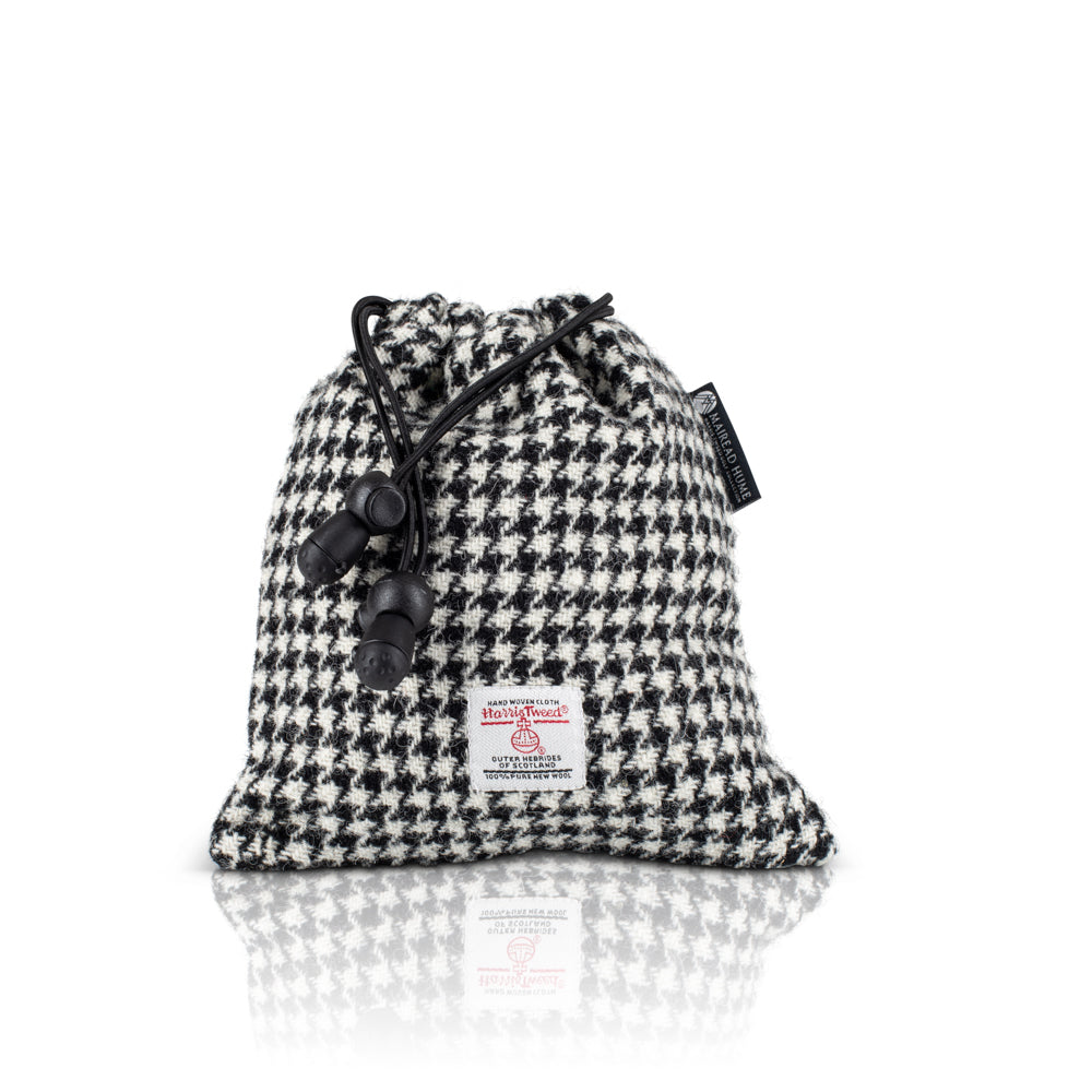 Golf Tee Bag in Black & White Houndstooth Harris Tweed®