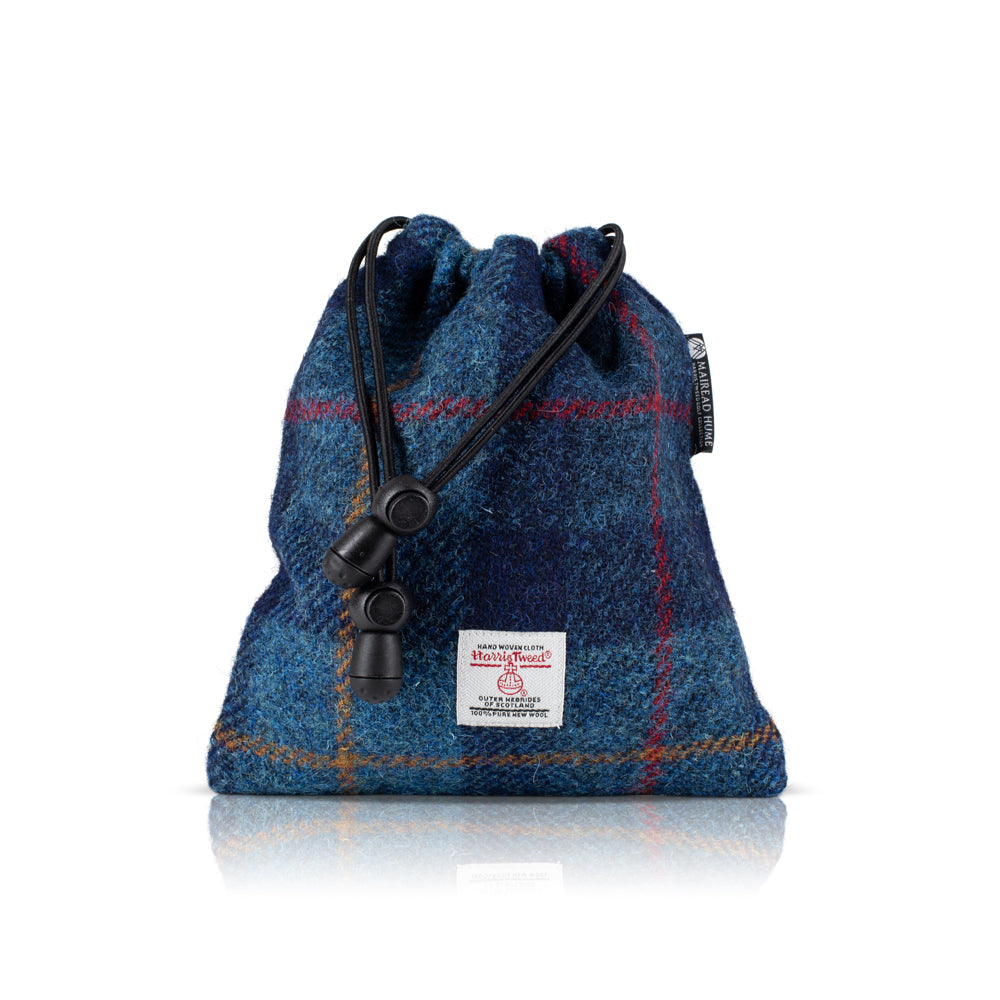 Golf Tee Bag in Navy Blue Harris Tweed®
