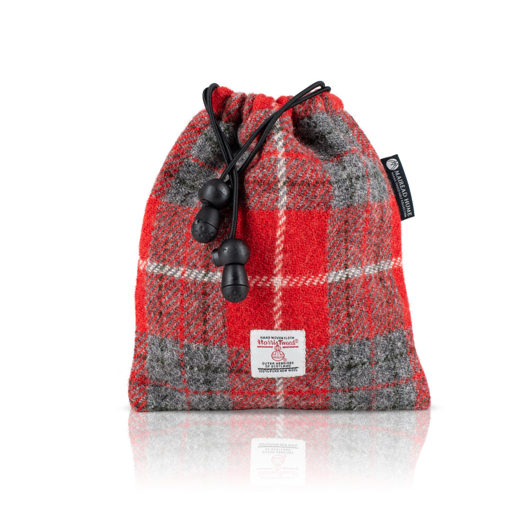 Golf Tee Bag in Red Check Harris Tweed®