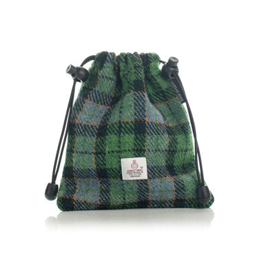 Golf Tee Bag in Green Check Harris Tweed®
