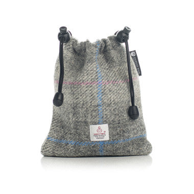 Golf Tee Bag in Grey & Pink Check Harris Tweed®