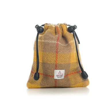 Golf Tee Bag in Yellow Check Harris Tweed®