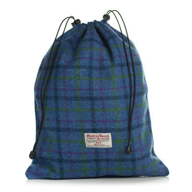 Golf Shoe Bag in Navy Blue Harris Tweed®