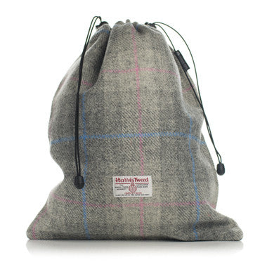 Golf Shoe Bag in Grey Harris Tweed®