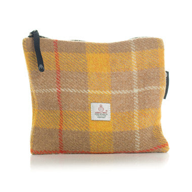 Valuables Pouch with Zip in Yellow Tartan Harris Tweed®